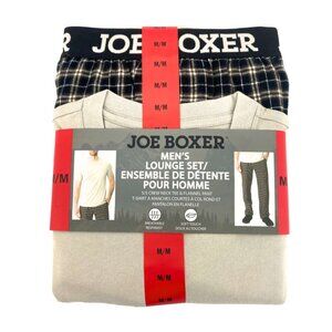 Joe Boxer Men's 2 Piece Lounge Set: Beige &amp; Black |100% Cotton | Size Medium